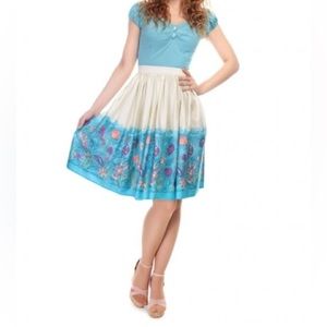 Collectif London Jasmine Seashell Border Print Full Skirt M/L NWT
